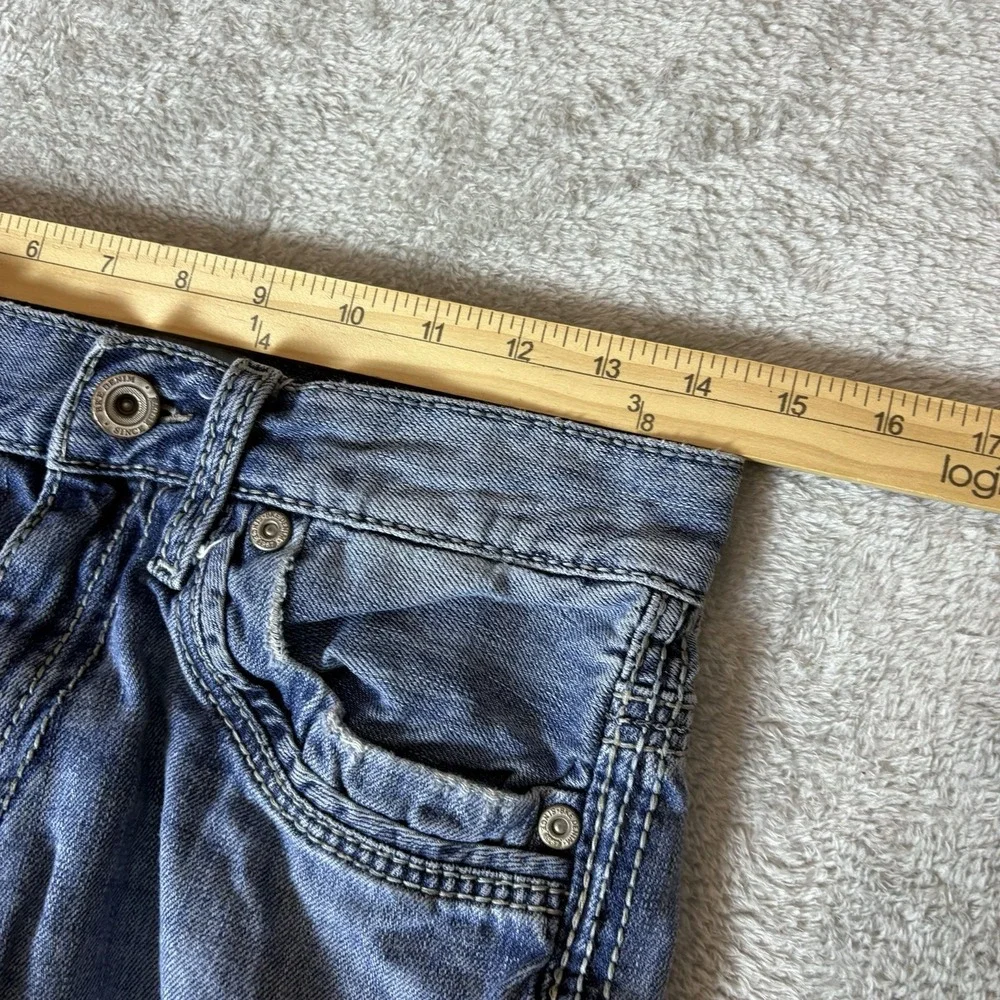 BKE Jeans Bootleg Carter Mens 29L Blue Jeans Stretch Denim Whiskers